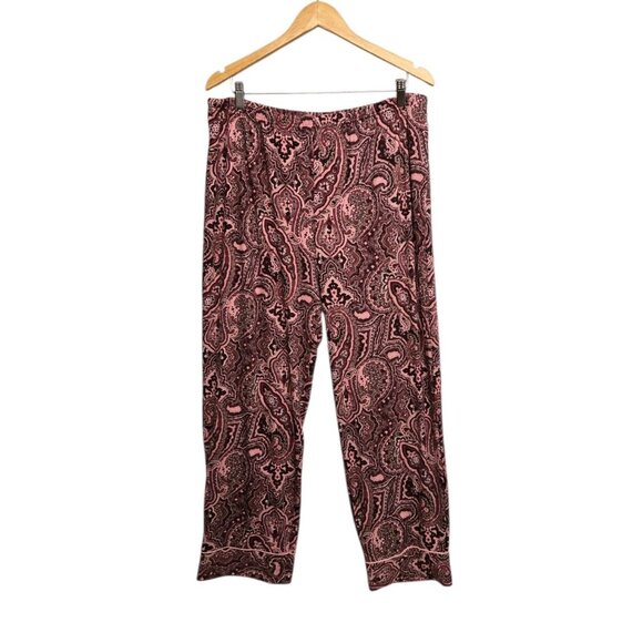 Miss Elaine Pajama Pants Womens XL Paisley Print Soft Jersey Knit  Sleepwear - Picture 2 of 7